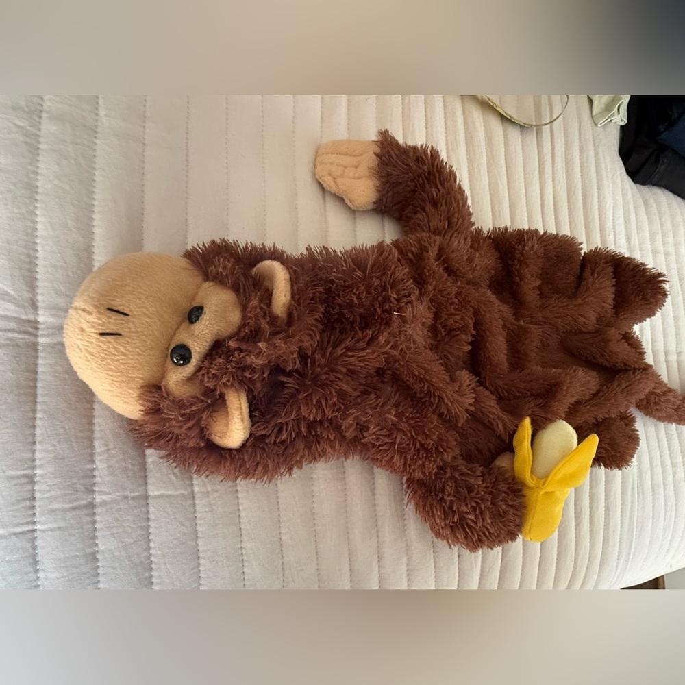 Adorable Brown Monkey Dog Outfit with Yellow Banana
